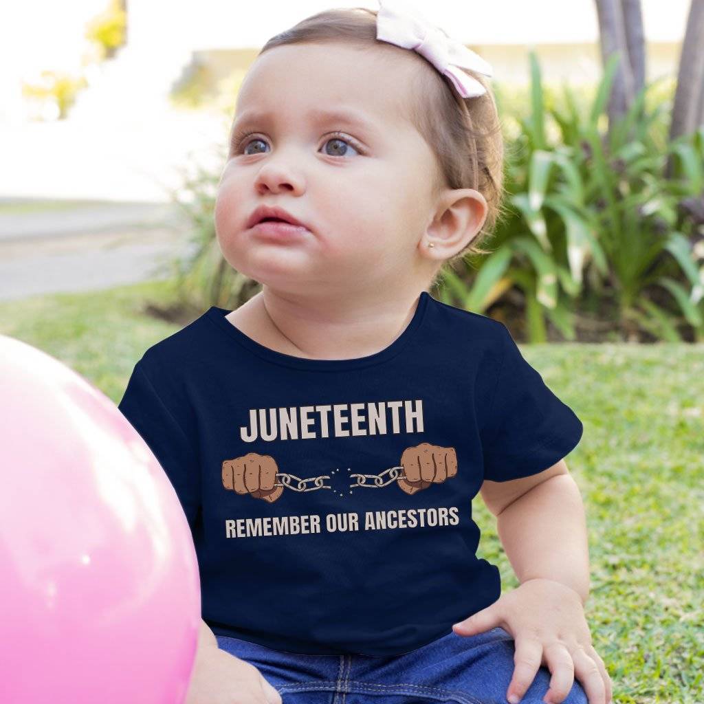 78516-bdb627.jpeg Baby Juneteenth Remember Our Ancestors T-Shirt - African American Juneteenth T-Shirts Baby Clothing Kids & Baby Color : White|Heather Columbia Blue|Navy