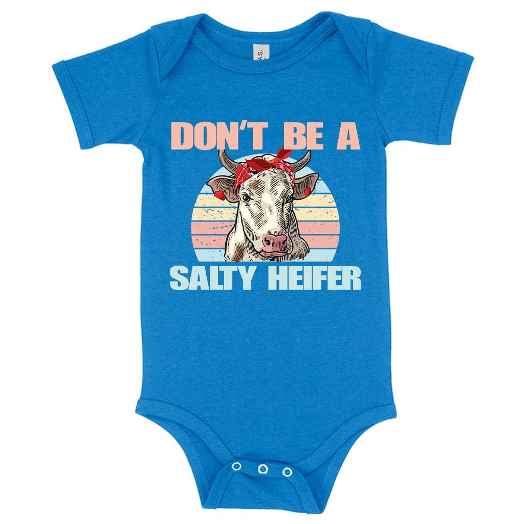 78519-acd45a.jpeg Baby Jersey Don’t Be a Salty Heifer Onesie - Cow Onesie Baby Clothing Kids & Baby Color : White|Heather Columbia Blue|Asphalt
