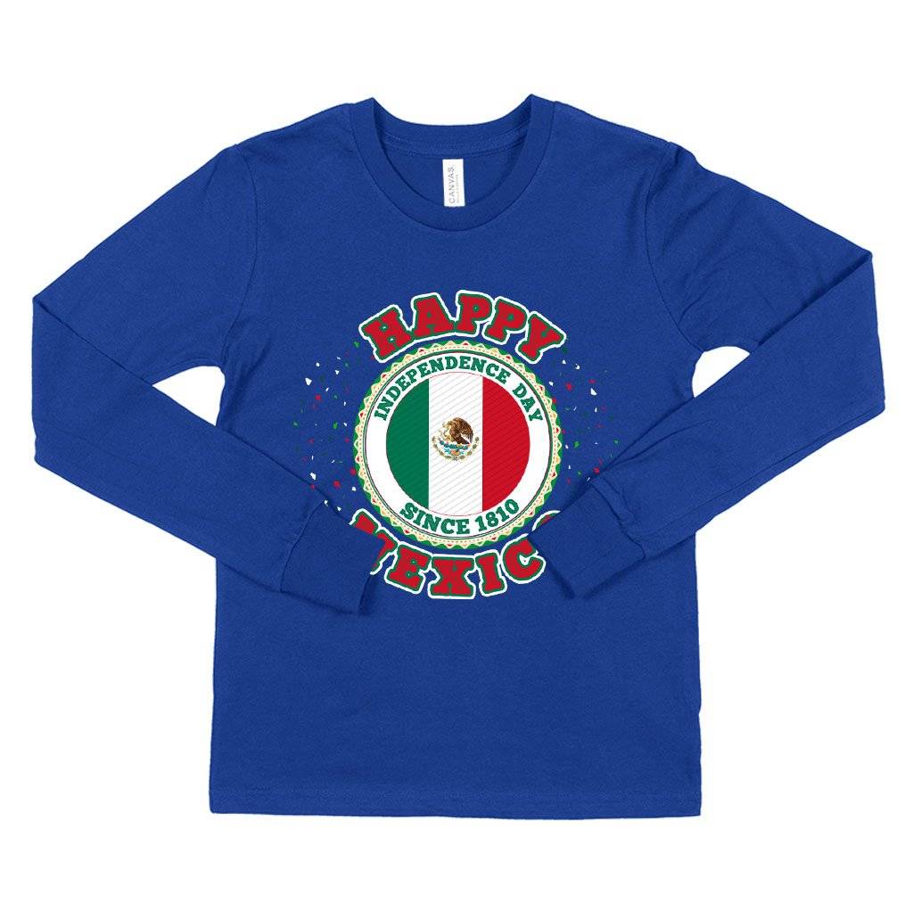 78789-72f274.jpeg Kids' Happy Independence Day Mexico Long Sleeve T-Shirt - Mexico T-Shirt - Mexican Independence Day T-Shirts Kids & Baby Kids' Clothing Color : Gray Triblend|True Royal Blue|Heather Yellow Gold
