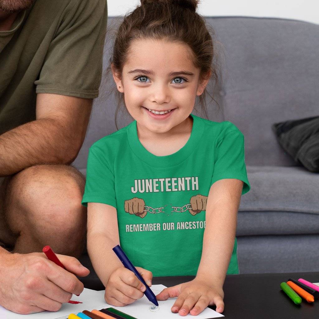 78881-e4cea1.jpeg Toddler Juneteenth Remember Our Ancestors T-Shirt - African American Juneteenth T-Shirts Kids & Baby Toddler Clothing Color : Kelly|Heather Red|Heather Columbia Blue