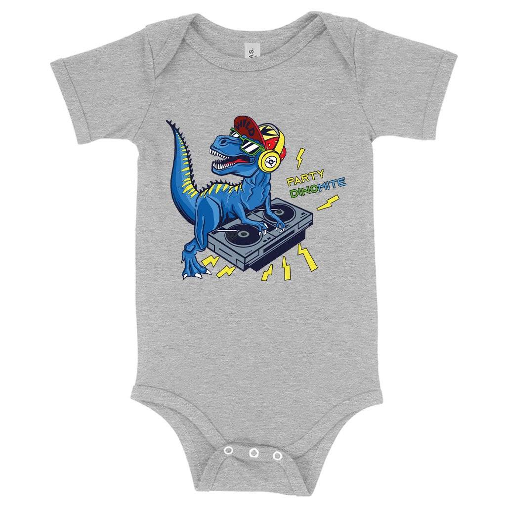 79390-f51ca1.jpeg Baby Party DinoMite Onesie - Dinosaur Onesie Baby Clothing Kids & Baby Color : Gray Triblend|Peach Triblend|Ice Blue Triblend