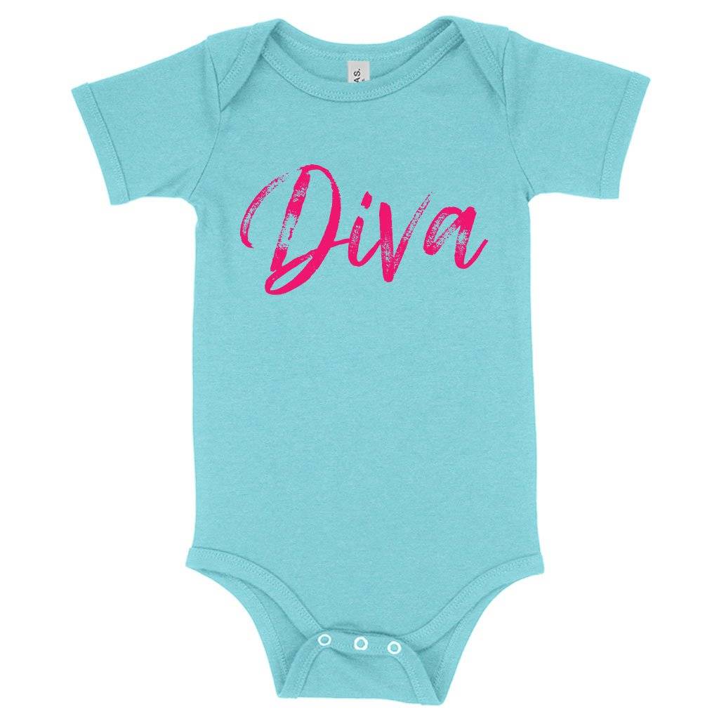 79394-256554.jpeg Baby Diva Onesie - Diva Apparel - Diva Apparel Baby Clothing Kids & Baby Color : Gray Triblend|Peach Triblend|Ice Blue Triblend