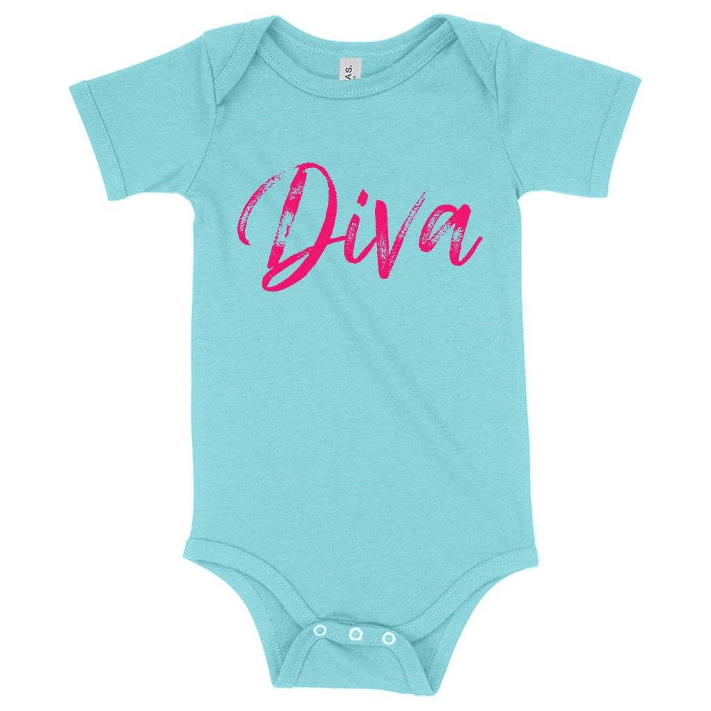 79394-a14fbb.jpeg Baby Diva Onesie - Diva Apparel - Diva Apparel Baby Clothing Kids & Baby Color : Gray Triblend|Peach Triblend|Ice Blue Triblend