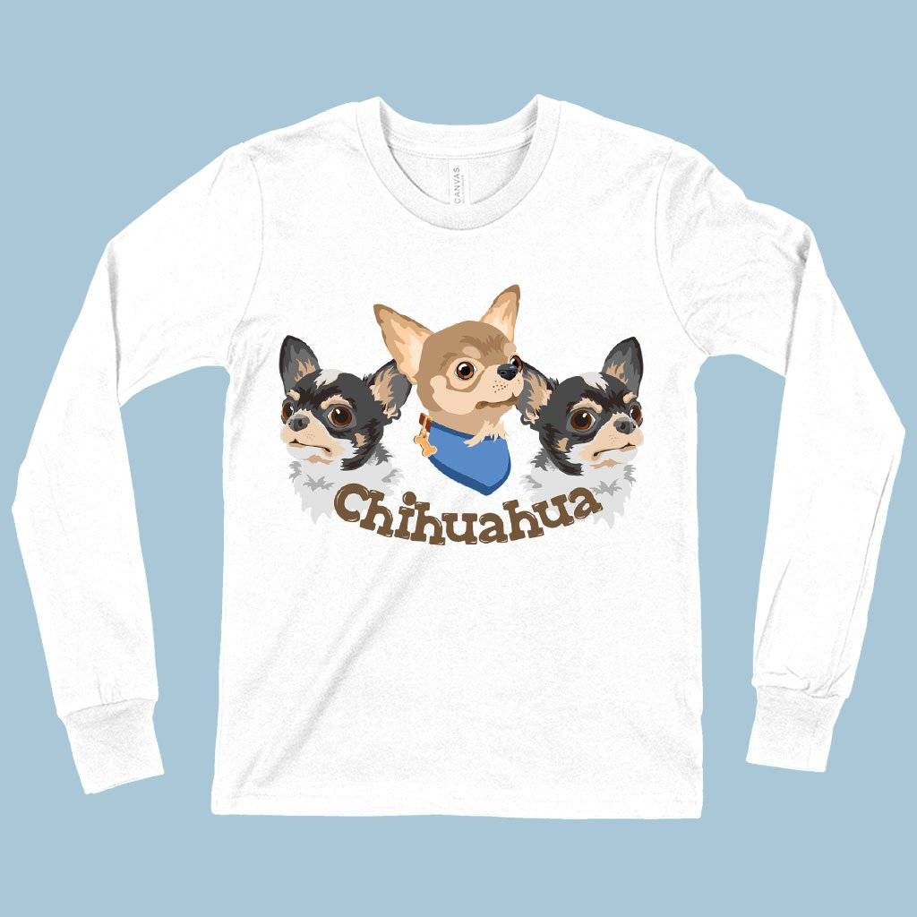 79775-3021c2.jpeg Kids' Chihuahua Long Sleeve T-Shirt - Dog Print T-Shirt - Dog Themed T-Shirts Kids & Baby Kids' Clothing Color : White|True Royal Blue|Black