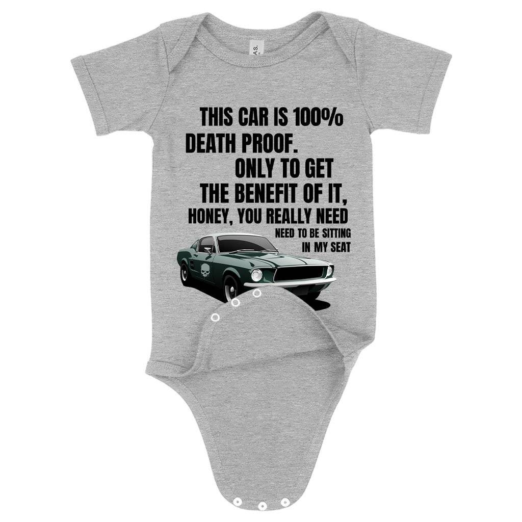79908-6bf78f.jpeg Baby This Car Is 100% Death Proof Onesie - Death Proof Movie Onesie Baby Clothing Kids & Baby Color : Gray Triblend|Peach Triblend|Mauve Triblend