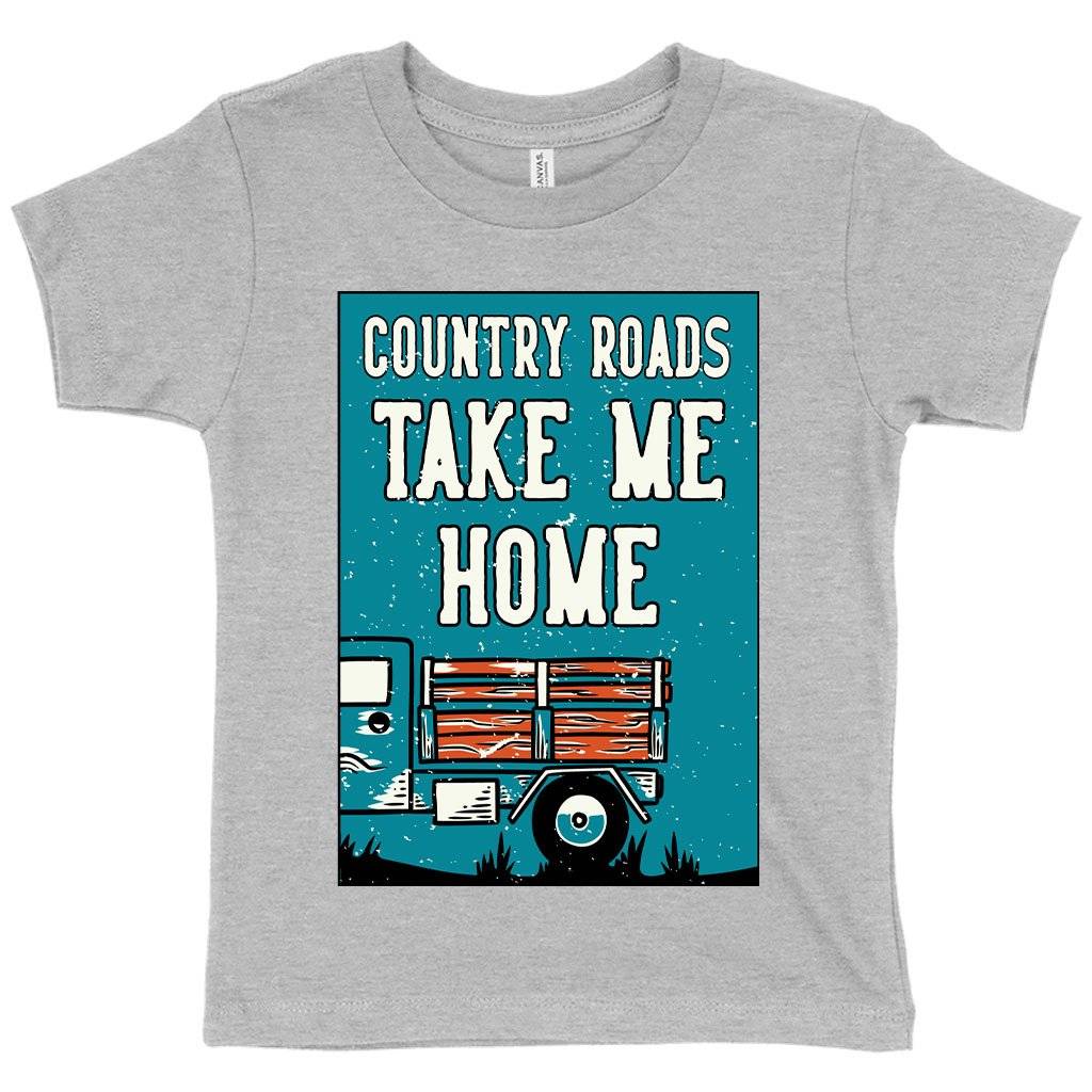 80029-795d10.jpeg Toddler Country Roads Take Me Home T-Shirt - Vintage Clothing Kids & Baby Toddler Clothing Color : Heather Yellow Gold|Heather Dust|Athletic Heather