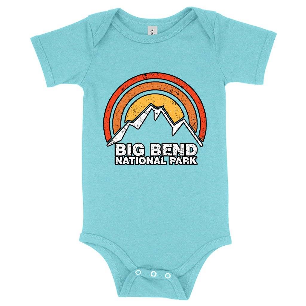 80706-833496.jpeg Baby Big Bend Onesie - Mountain Onesie Baby Clothing Kids & Baby Color : Peach Triblend|Ice Blue Triblend|Gray Triblend