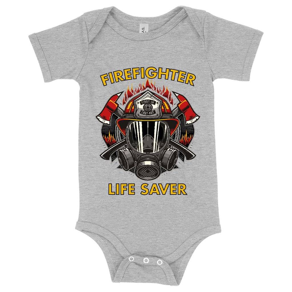 80847-1ed38a.jpeg Baby Firefighter Life Saver Onesie - Firefighter Design Onesie - Firefighter Apparel Baby Clothing Kids & Baby Color : Peach Triblend|Ice Blue Triblend|Gray Triblend