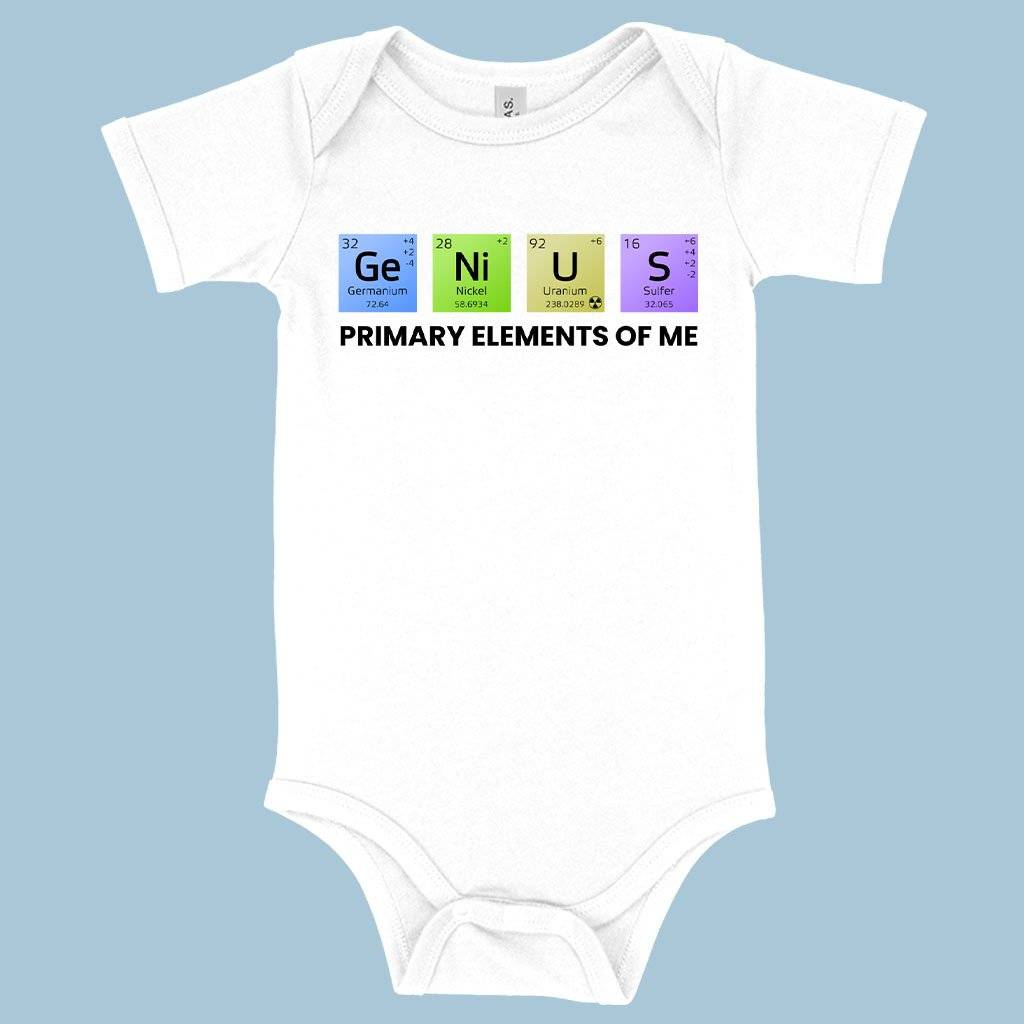 80848-c7e70a.jpeg Baby Jersey Primary Elements of Me Onesie - Genius Onesie - Chemical Elements Onesie Baby Clothing Kids & Baby Color : White|Heather Columbia Blue|Asphalt
