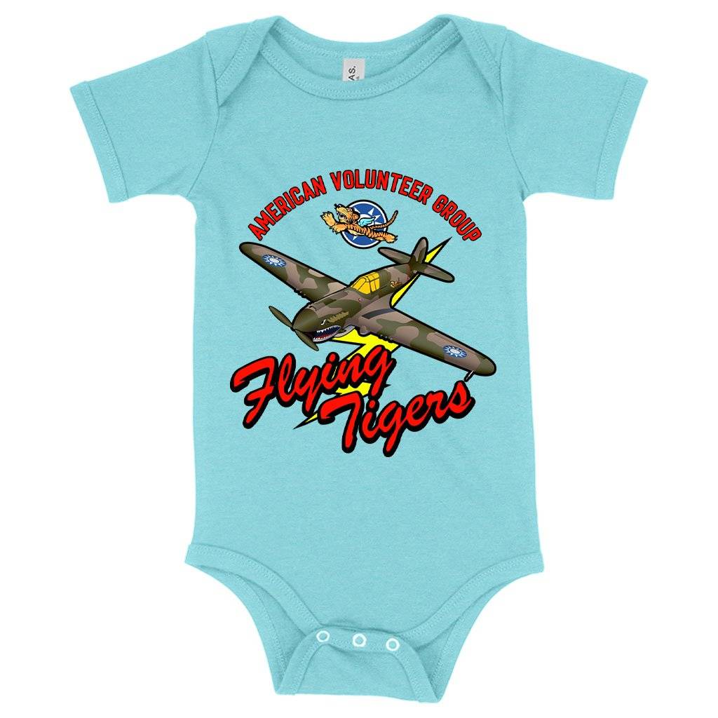81075-bba35c.jpeg Baby Flying Tigers Onesie - Flying Tiger Clothing Baby Clothing Kids & Baby Color : Gray Triblend|Peach Triblend|Ice Blue Triblend