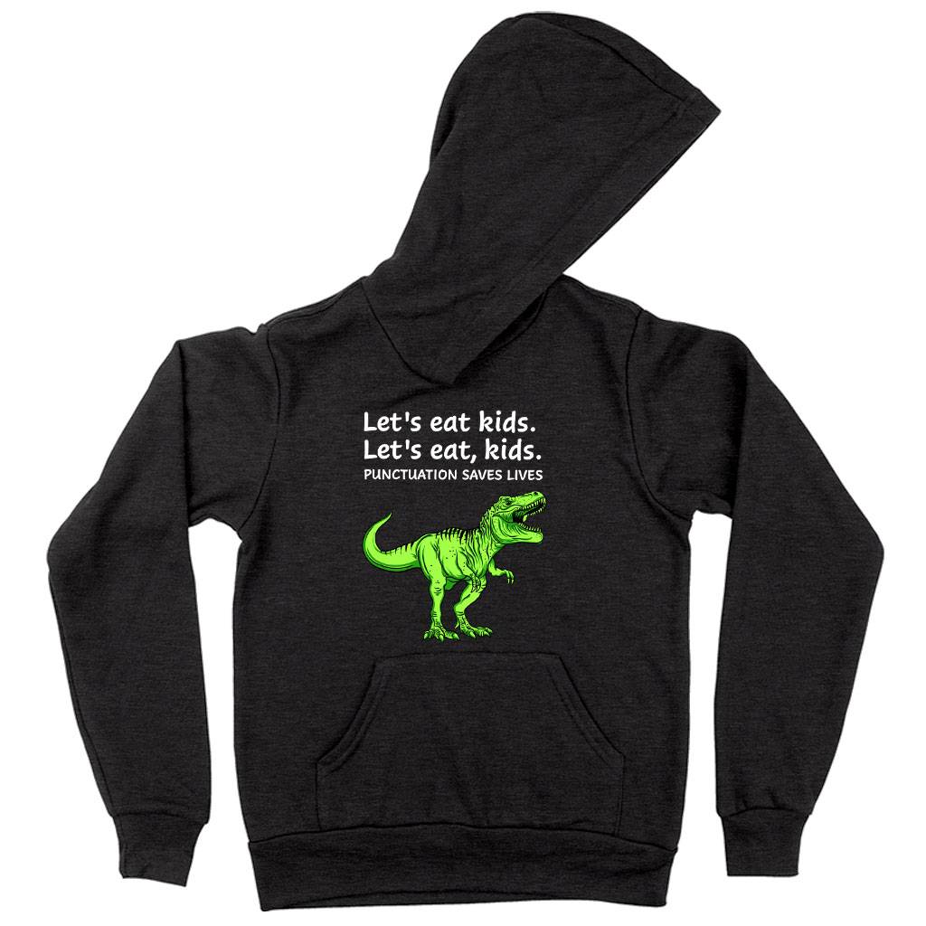 81207-0fc135.jpeg Kids' Sponge Fleece Punctuation Saves Lives Dinosaur Hoodie - Dinosaur Funny Hoodie Kids & Baby Kids' Clothing Color : Military Green|Black|Dark Gray Heather