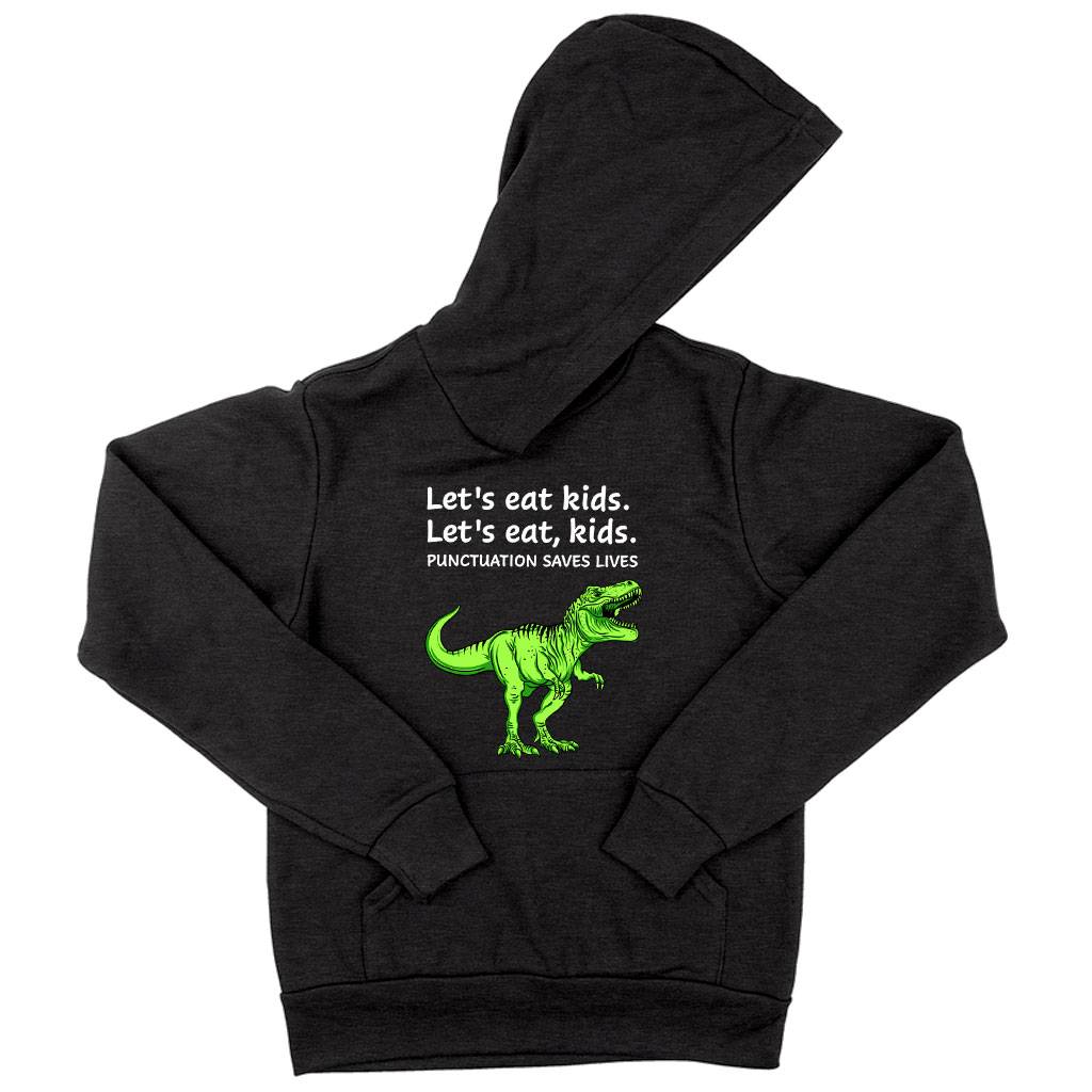 81207-b663e6.jpeg Kids' Sponge Fleece Punctuation Saves Lives Dinosaur Hoodie - Dinosaur Funny Hoodie Kids & Baby Kids' Clothing Color : Military Green|Black|Dark Gray Heather
