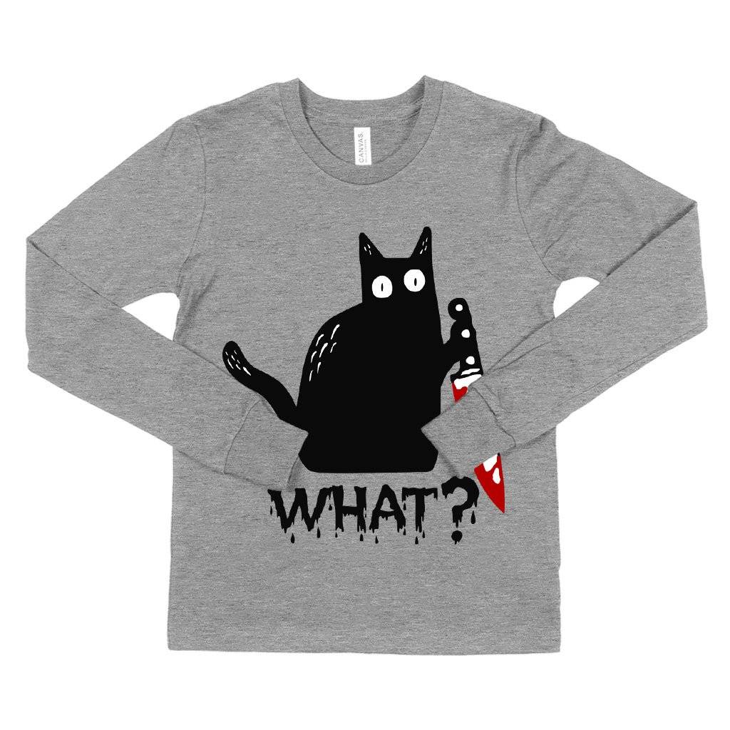 81223-003d8f.jpeg Kids' Long Sleeve What Funny Cat T-Shirt - Cat Tee Shirt Kids & Baby Kids' Clothing Color : Gray Triblend|Dark Gray Heather|Heather Yellow Gold