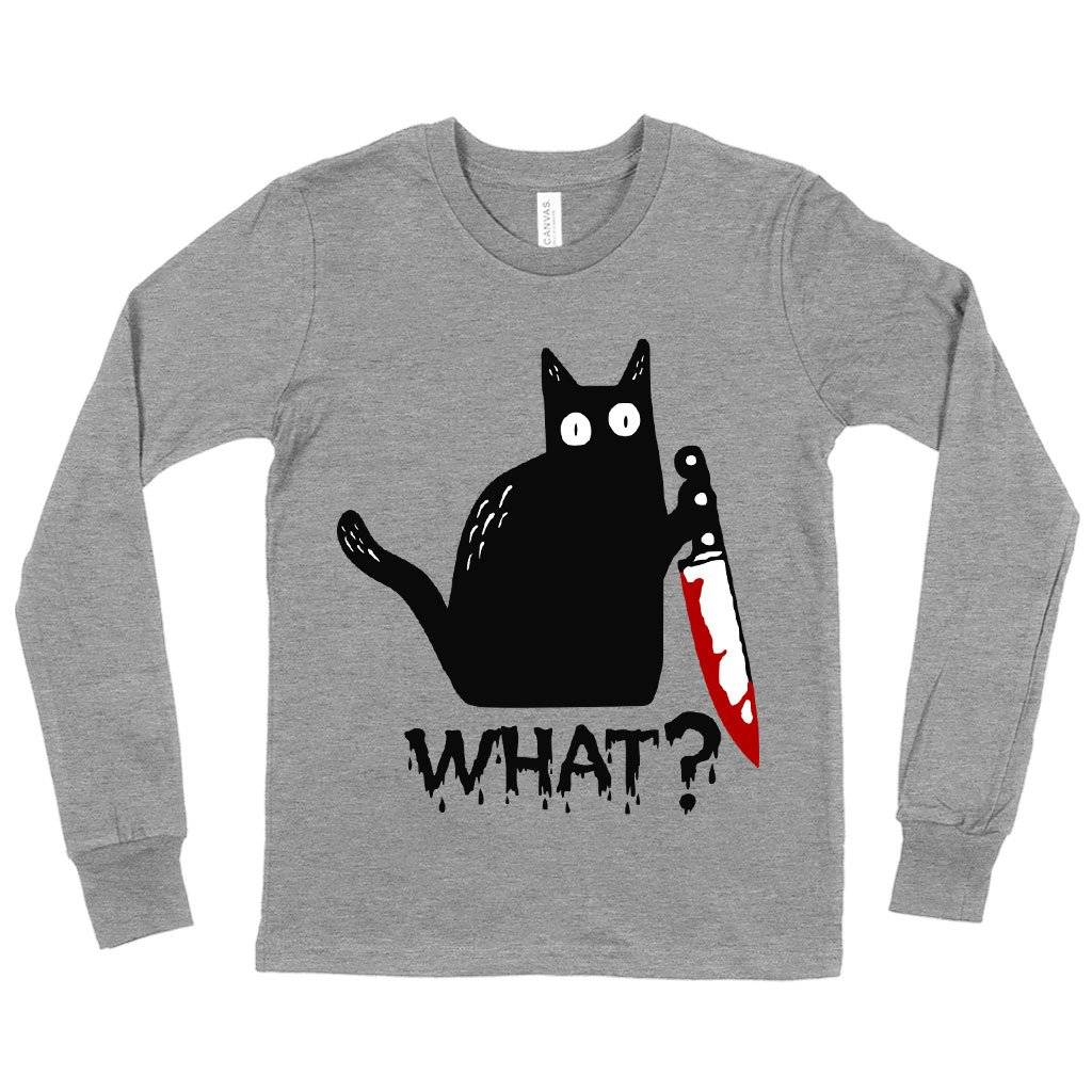 81223-b82bbf.jpeg Kids' Long Sleeve What Funny Cat T-Shirt - Cat Tee Shirt Kids & Baby Kids' Clothing Color : Gray Triblend|Dark Gray Heather|Heather Yellow Gold
