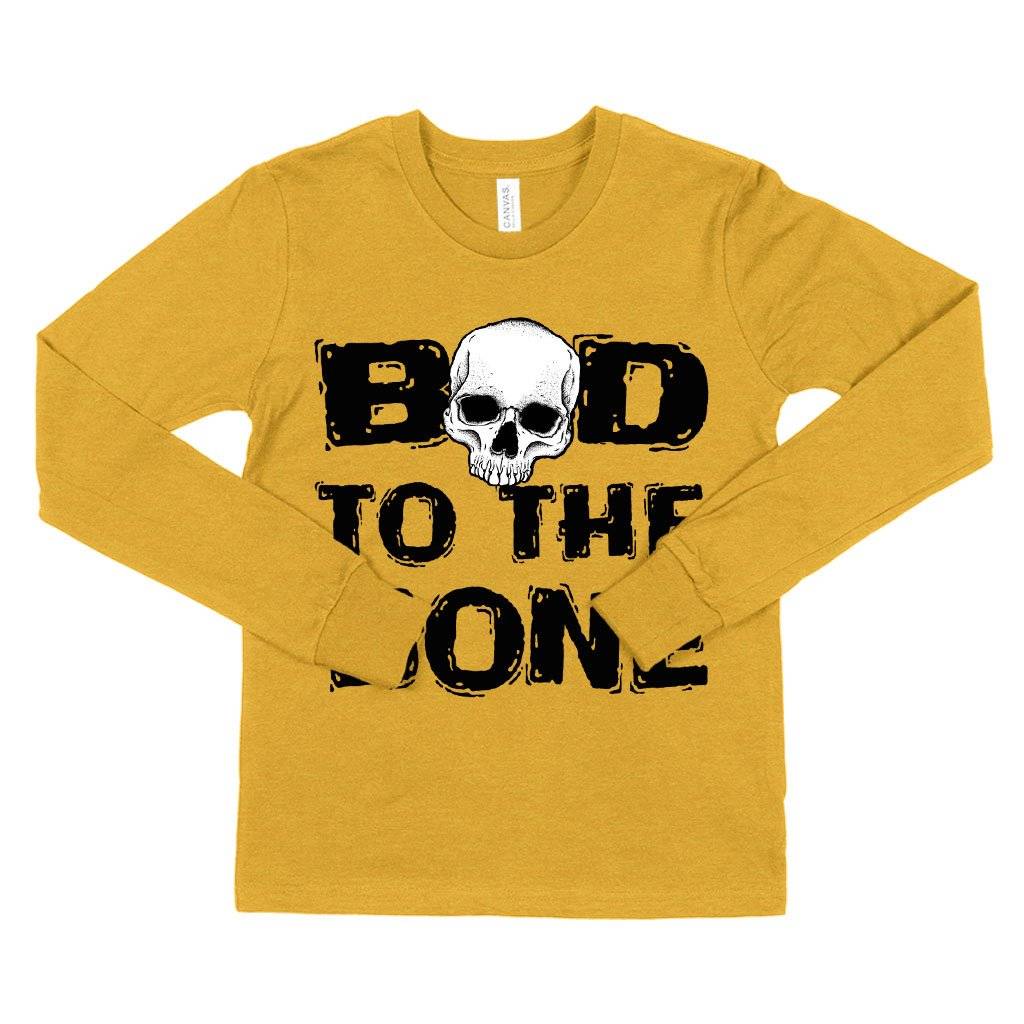 81358-98dbcb.jpeg Kids' Bad to the Bone Long Sleeve T-Shirt - Grapic Tee Shirts Kids & Baby Kids' Clothing Color : Black|Heather Yellow Gold|White