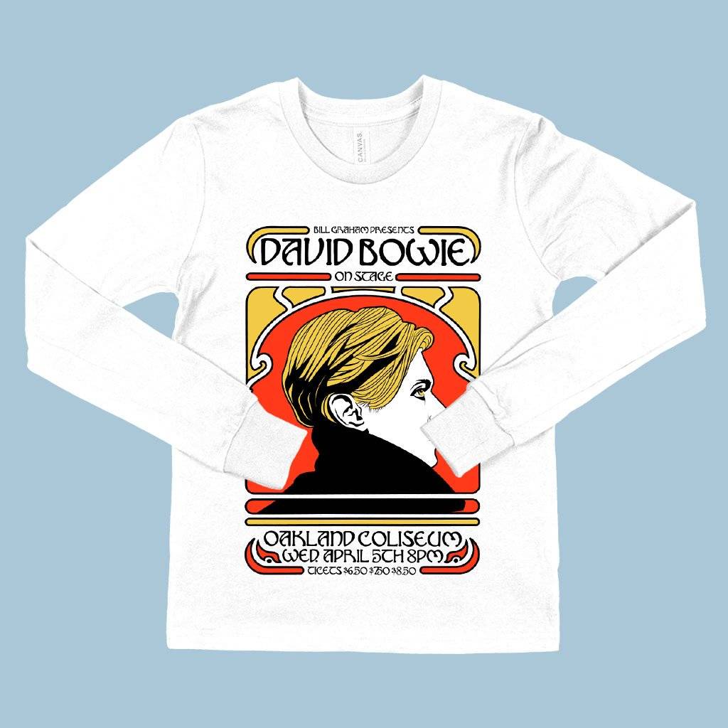 81379-0909a1.jpeg Kids' David Bowie Long Sleeve T-Shirt - 70's Rock T-Shirts Kids & Baby Kids' Clothing Color : White|Heather Yellow Gold|Black