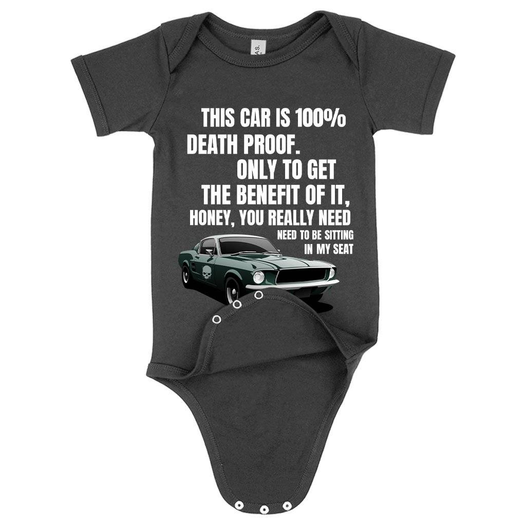 81567-9febf7.jpeg Baby Jersey This Car Is 100% Death Proof Onesie - Death Proof Movie Onesie Baby Clothing Kids & Baby Color : Heather Dust|Pink|Asphalt