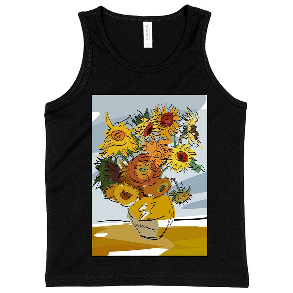 81828-4a7493.jpeg Kids' Van Gogh Sunflowers Tank - Art Print Tanks Kids & Baby Kids' Clothing Color : Black|Athletic Heather|White