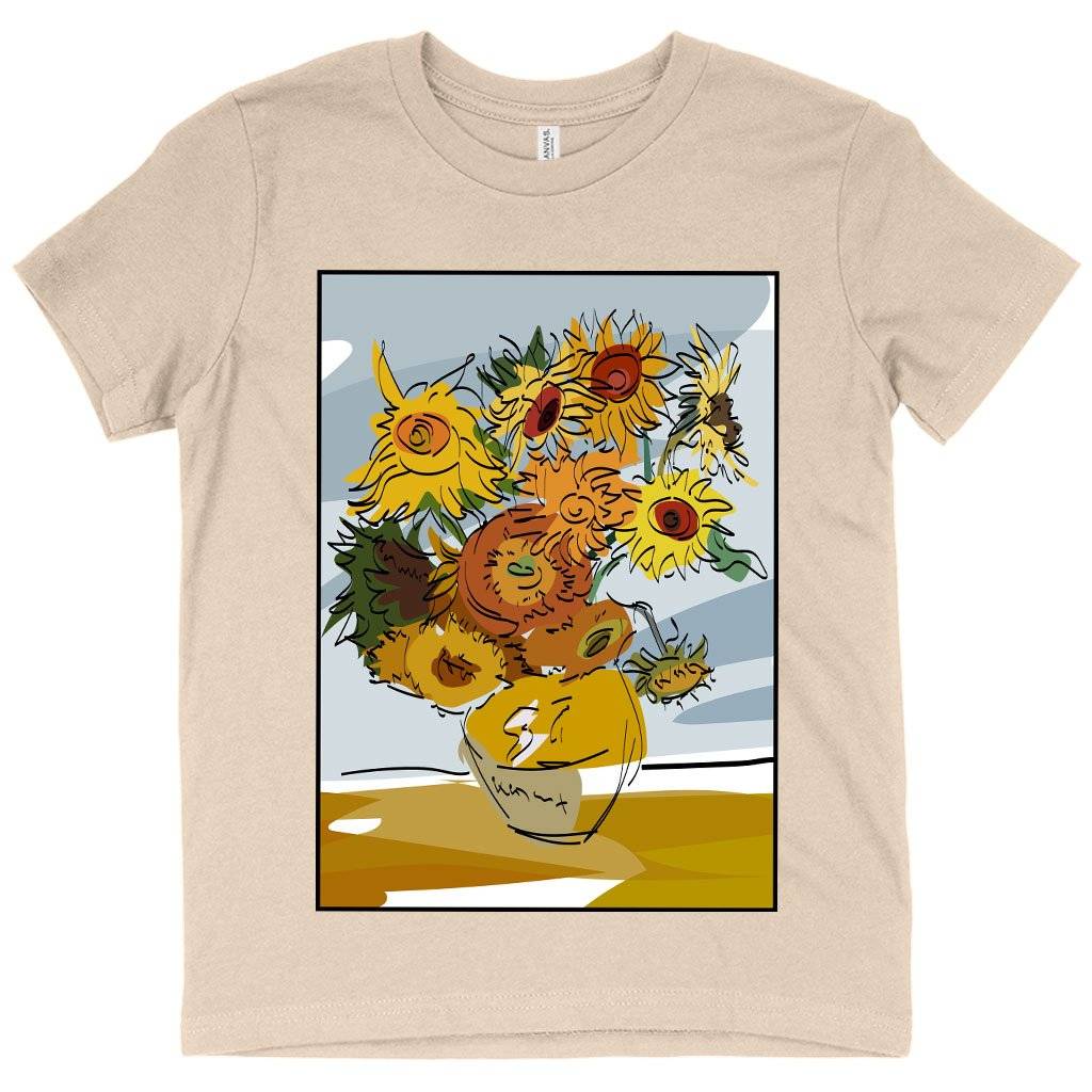 81881-4d9dc6.jpeg Kids' Van Gogh Sunflowers T-Shirt - Art Print T-Shirts Kids & Baby Kids' Clothing Color : Mustard|Natural|Heather Red