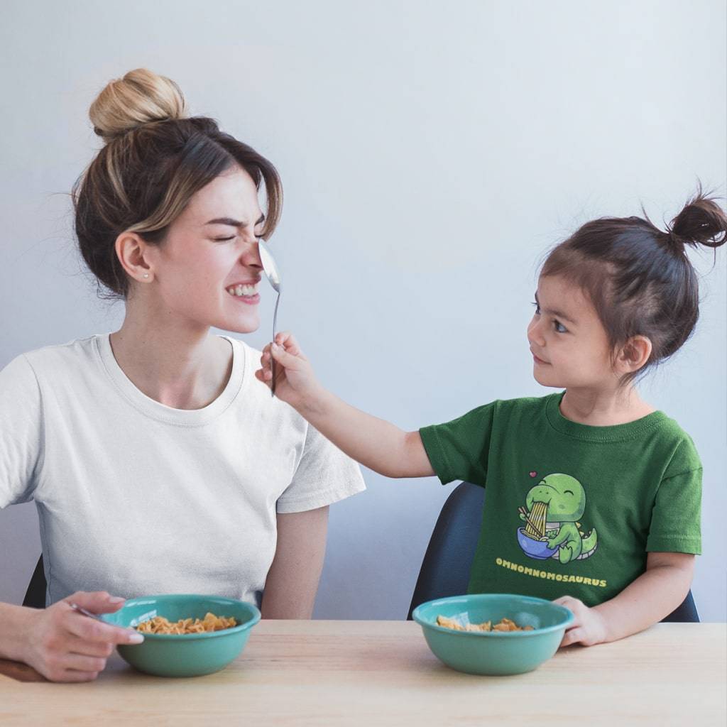 82219-6ea532.jpg Nom Nom Nom Dinosaur Toddler T-Shirt Kids & Baby Toddler Clothing Color : Heather Dust|Heather Red|Kelly