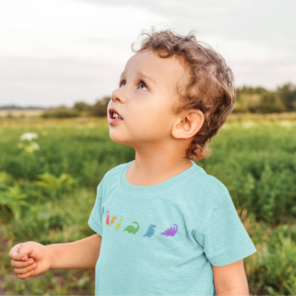 82220-735ca0.jpg Rainbow Dinosaur Toddler Triblend T-Shirt Kids & Baby Toddler Clothing Color : Ice Blue Triblend|Olive Triblend|Peach Triblend