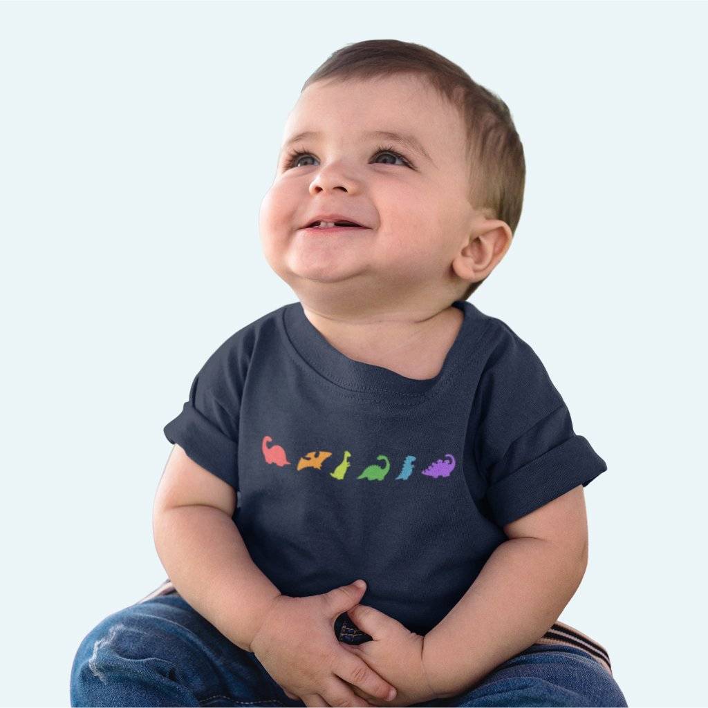 82441-4d4b95.jpg Rainbow Dinosaur Baby T-Shirt Baby Clothing Kids & Baby Color : White|Athletic Heather|Navy