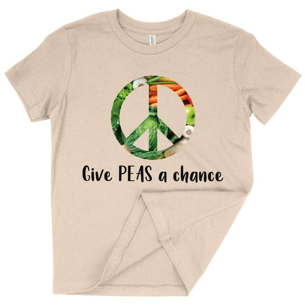 82549-2aabe1.jpeg Kids' Give Peas a Chance Funny Vegan T-Shirt - Vegan Print T-Shirt - Vegetarian Funny T-Shirts Kids & Baby Kids' Clothing Color : Black|White|Natural