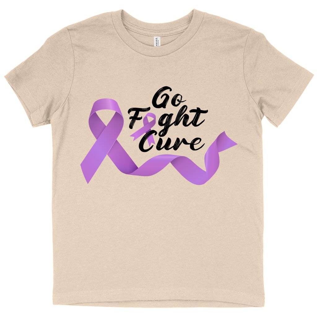 Kids' Go Fight Cure T-Shirt - Fight Cancer T-Shirts - Cancer Awareness T-Shirt Kids & Baby Kids' Clothing Color : Mustard|Natural|Black 