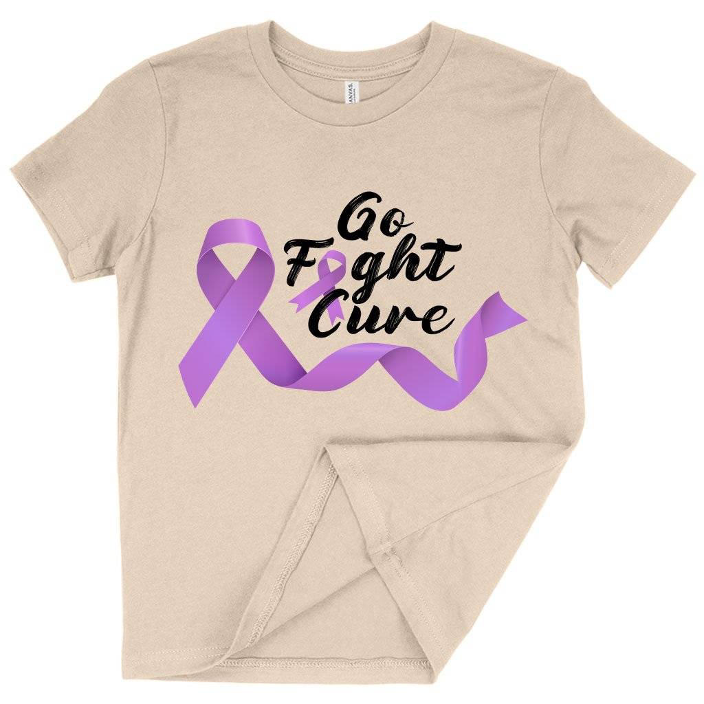 Kids' Go Fight Cure T-Shirt - Fight Cancer T-Shirts - Cancer Awareness T-Shirt Kids & Baby Kids' Clothing Color : Mustard|Natural|Black 