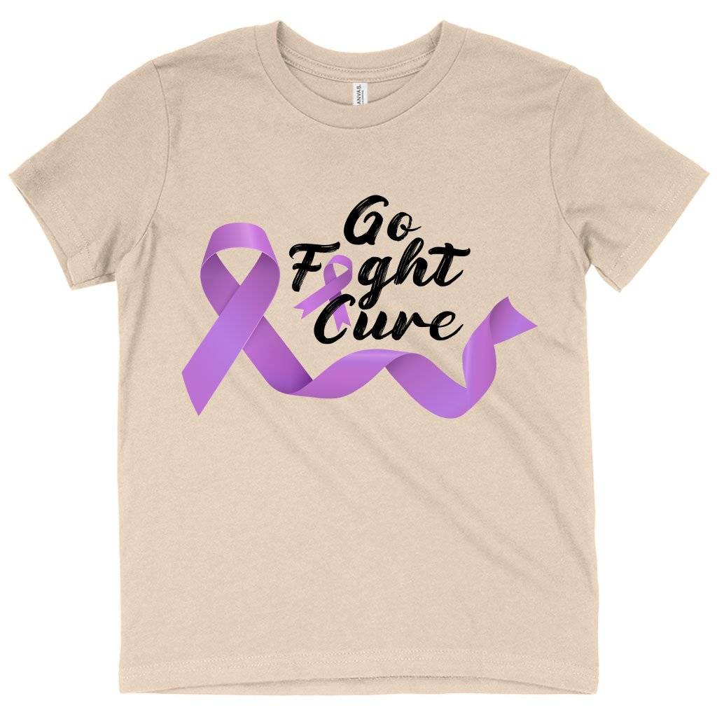 Kids' Go Fight Cure T-Shirt - Fight Cancer T-Shirts - Cancer Awareness T-Shirt Kids & Baby Kids' Clothing Color : Mustard|Natural|Black 