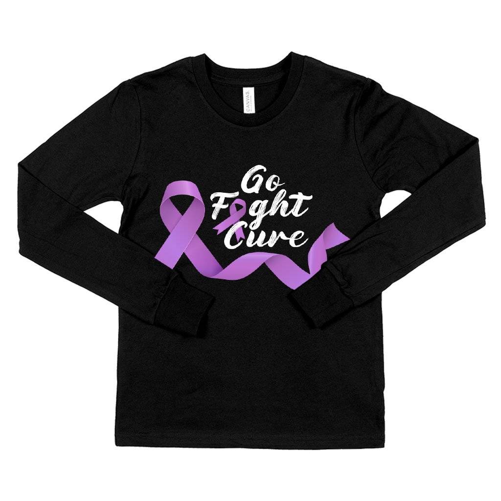 82559-72a40a.jpeg Kids' Go Fight Cure Long Sleeve T-Shirt - Fight Cancer T-Shirts - Cancer Awareness T-Shirt Kids & Baby Kids' Clothing Color : True Royal Blue|Heather Yellow Gold|Black