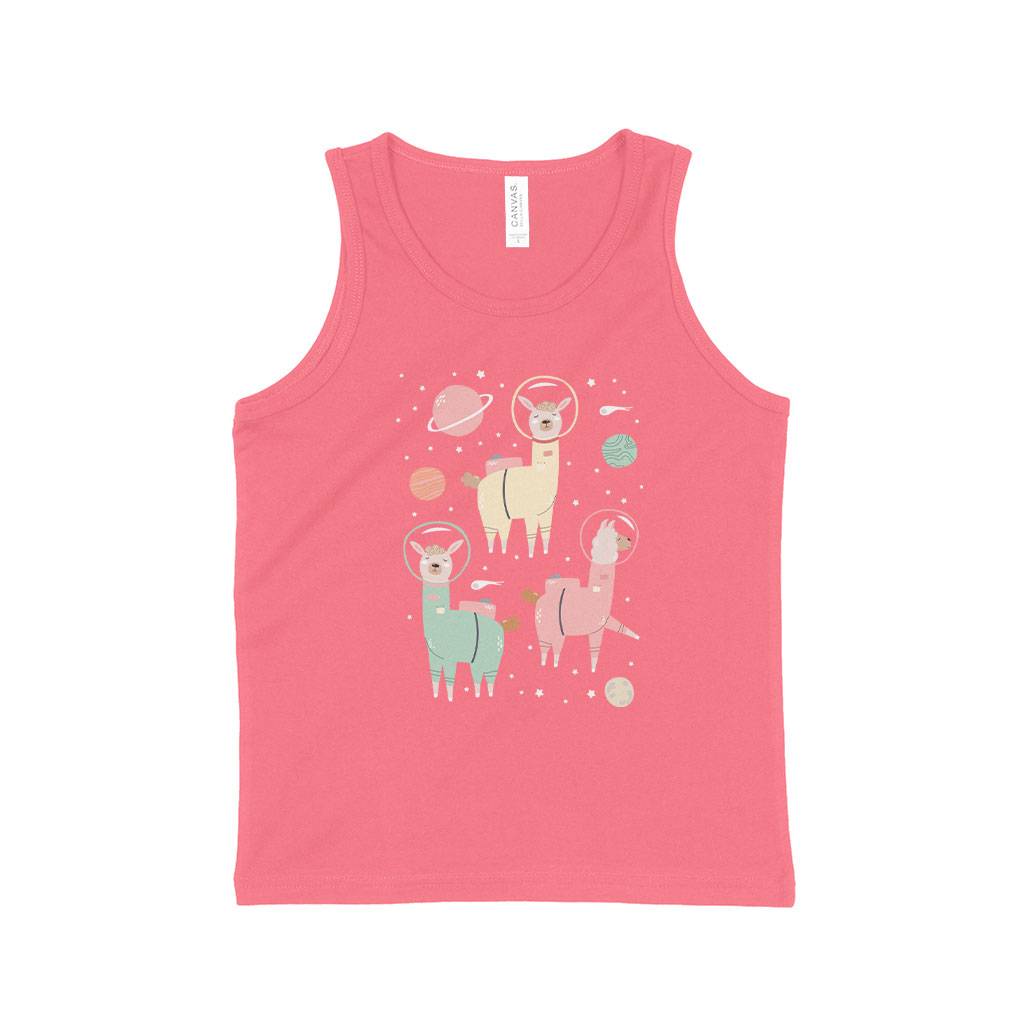 82716-018d4d.jpeg Astronaut Llamas Kids' Jersey Tank Kids & Baby Kids' Clothing Color : White|Neon Pink
