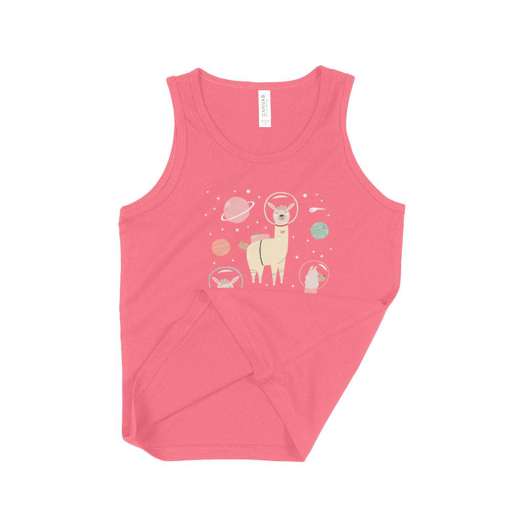 82716-511a6e.jpeg Astronaut Llamas Kids' Jersey Tank Kids & Baby Kids' Clothing Color : White|Neon Pink