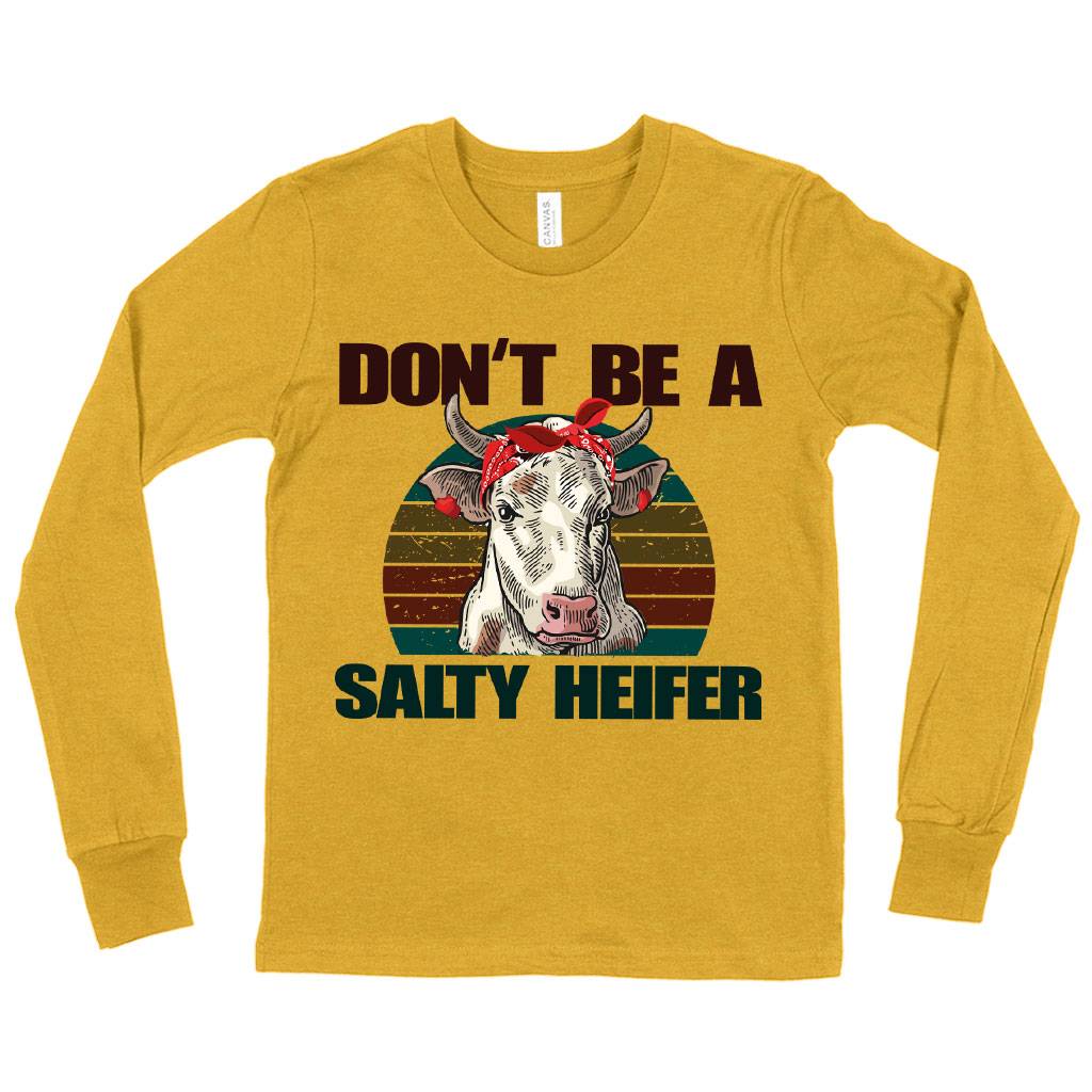 82828-db2c1f.jpeg Kids' Don’t Be a Salty Heifer Long Sleeve T-Shirt - Cow T-Shirt Kids & Baby Kids' Clothing Color : White|Heather Yellow Gold|Black