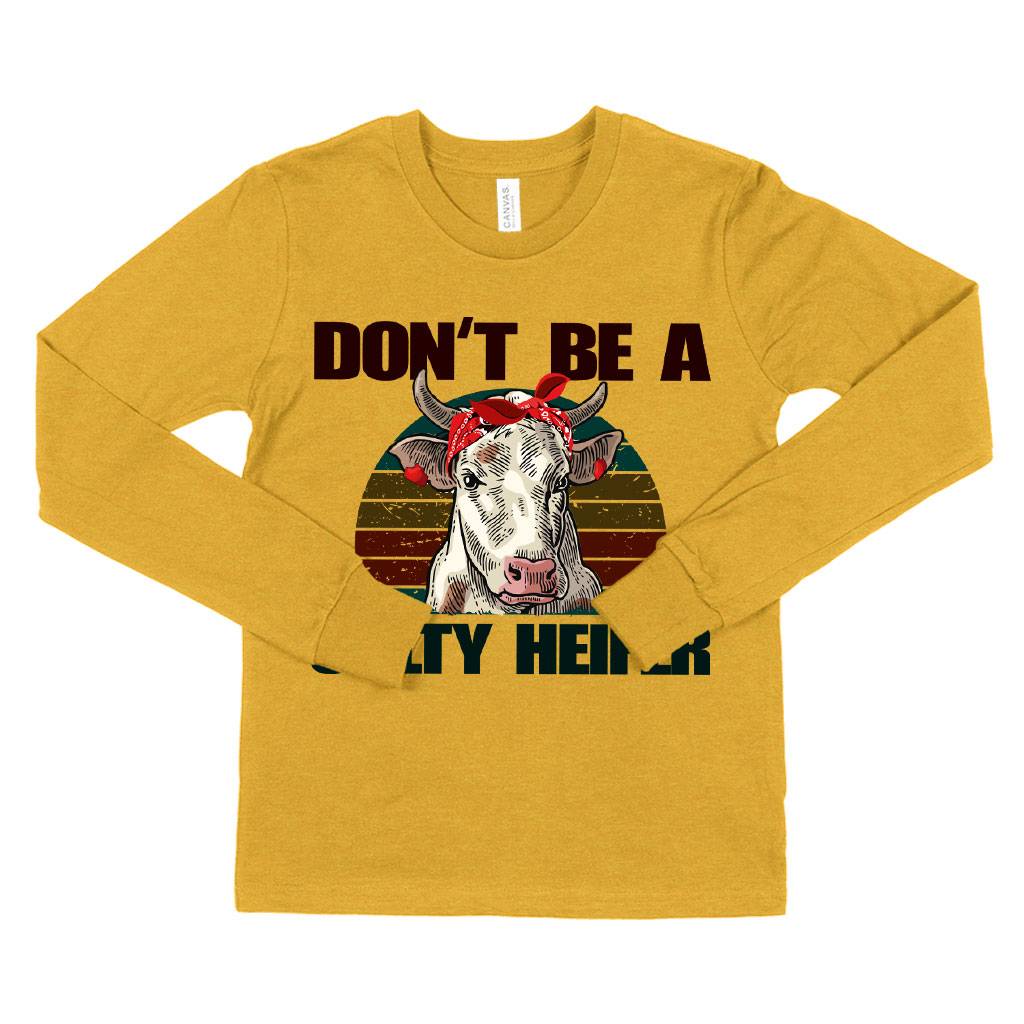 82828-e17912.jpeg Kids' Don’t Be a Salty Heifer Long Sleeve T-Shirt - Cow T-Shirt Kids & Baby Kids' Clothing Color : White|Heather Yellow Gold|Black