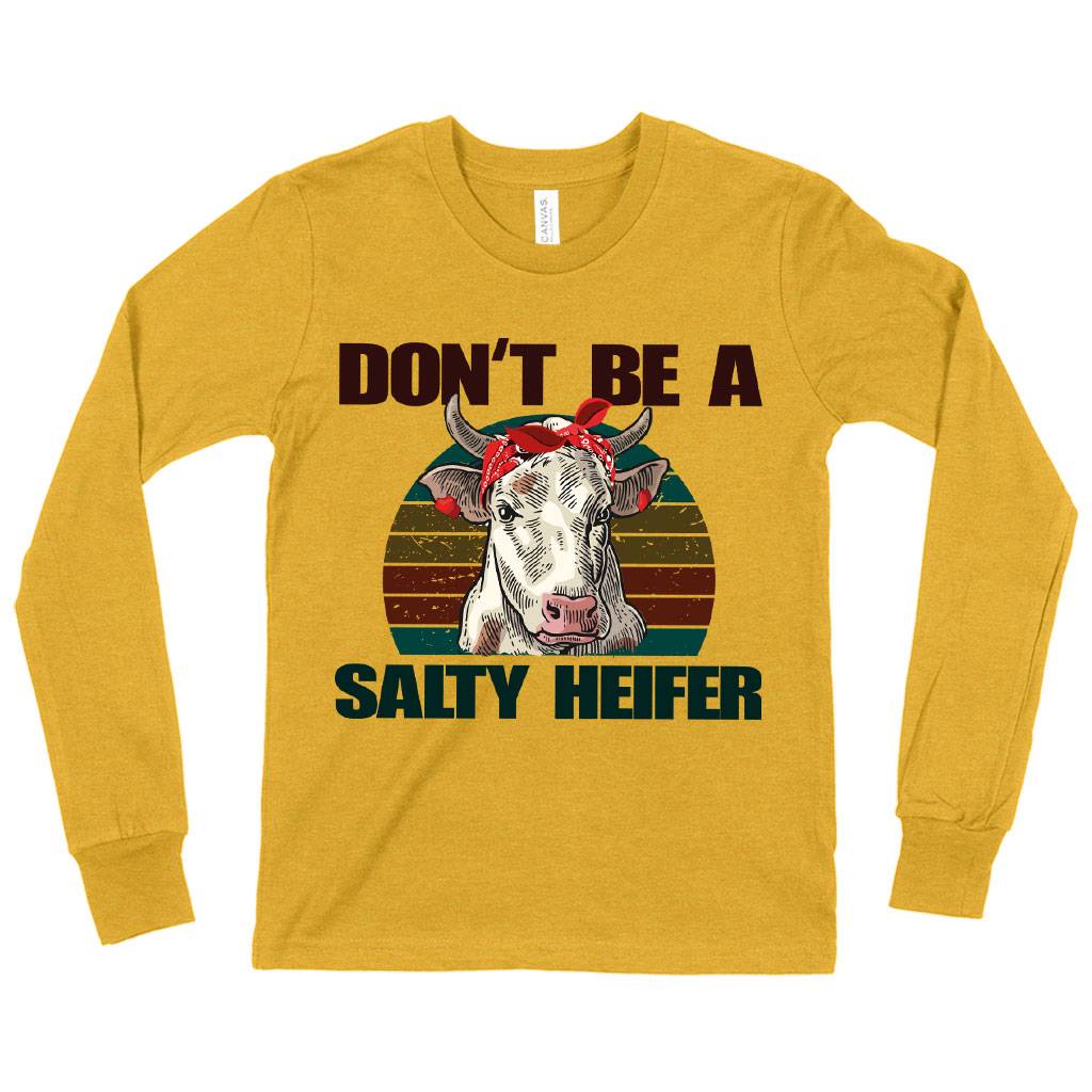 82828-ef28fb.jpeg Kids' Don’t Be a Salty Heifer Long Sleeve T-Shirt - Cow T-Shirt Kids & Baby Kids' Clothing Color : White|Heather Yellow Gold|Black