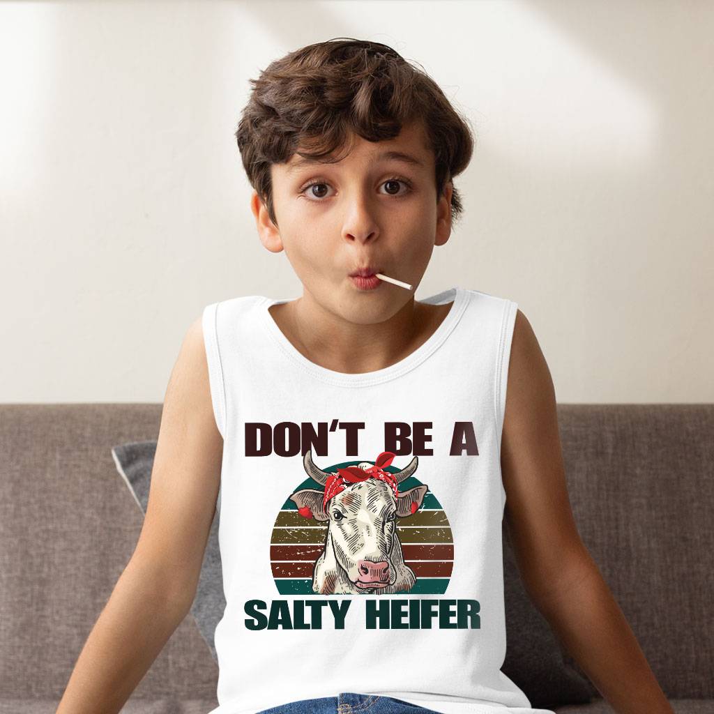 82831-8c18a4.jpeg Kids' Don’t Be a Salty Heifer Tank - Cow Tank Kids & Baby Kids' Clothing Color : White|Athletic Heather|Black
