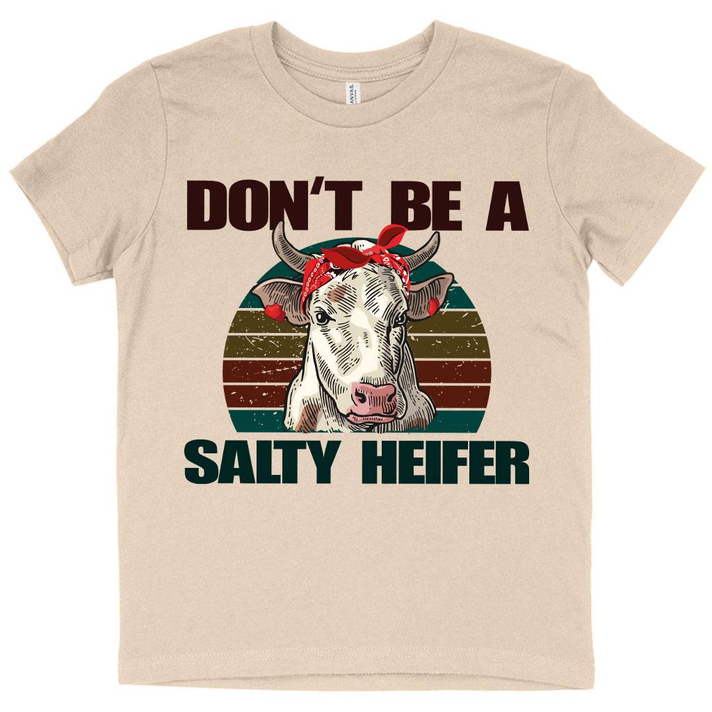 82832-794a4b.jpeg Kids' Don’t Be a Salty Heifer T-Shirt - Cow T-Shirt Kids & Baby Kids' Clothing Color : White|Natural|Black