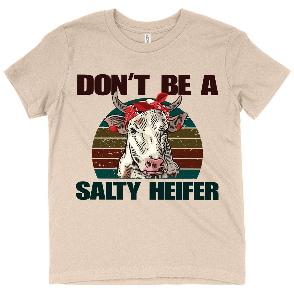 82832-8ab01a.jpeg Kids' Don’t Be a Salty Heifer T-Shirt - Cow T-Shirt Kids & Baby Kids' Clothing Color : White|Natural|Black