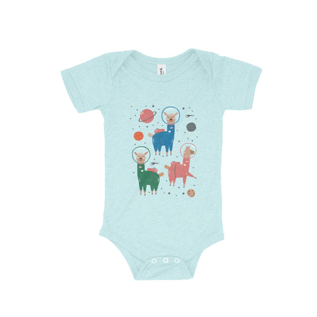 83043-1acba1.jpeg Astronaut Llamas Baby Triblend One-Piece Baby Clothing Kids & Baby Color : Gray Triblend|Ice Blue Triblend|Mauve Triblend