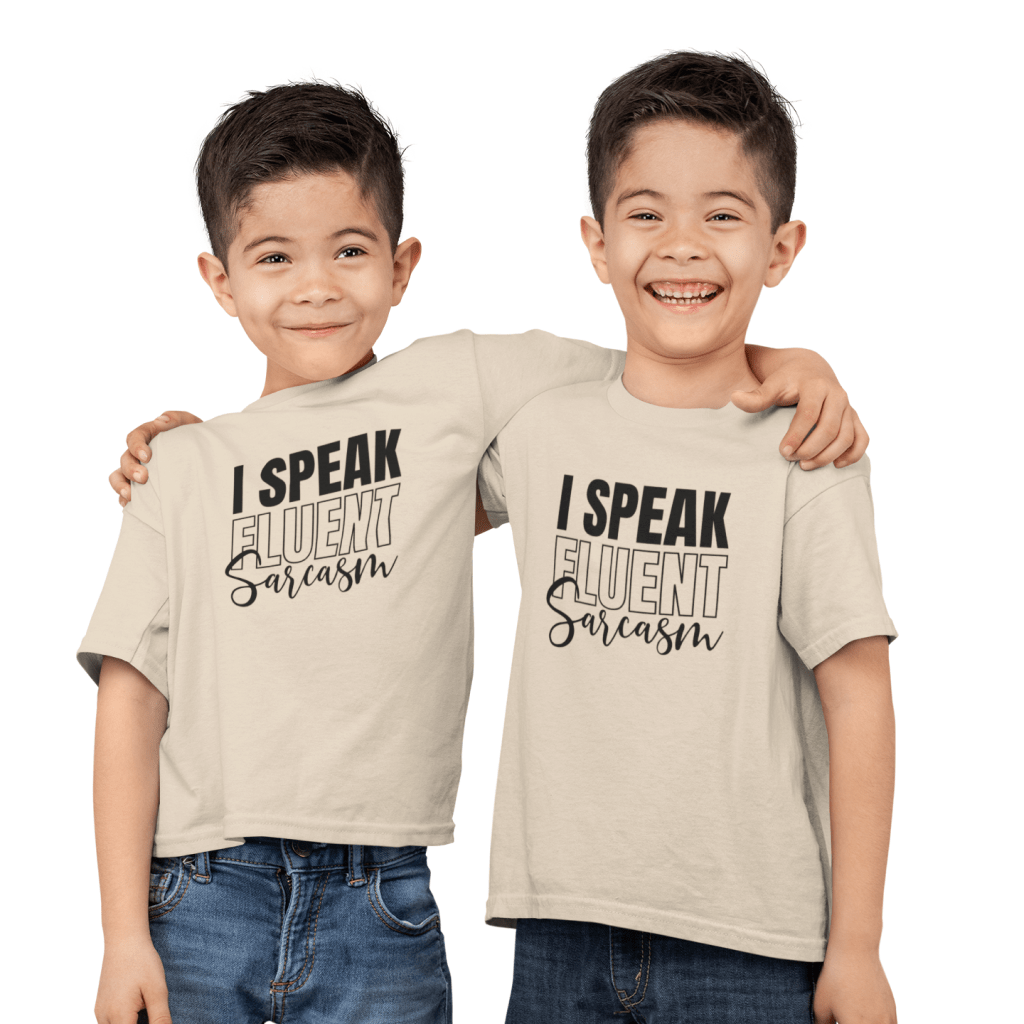 83154-56789d.png I Speak Fluent Sarcasm Kids' Jersey T-Shirt Kids & Baby Kids' Clothing Color : White|Black|Natural|Columbia Blue|Heather Red|Pink|Mustard
