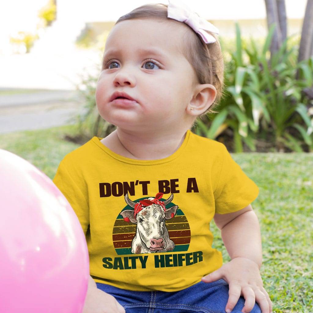 83329-5353d3.jpeg Baby Don’t Be a Salty Heifer T-Shirt - Cow T-Shirt Baby Clothing Kids & Baby Color : White|Yellow|Navy