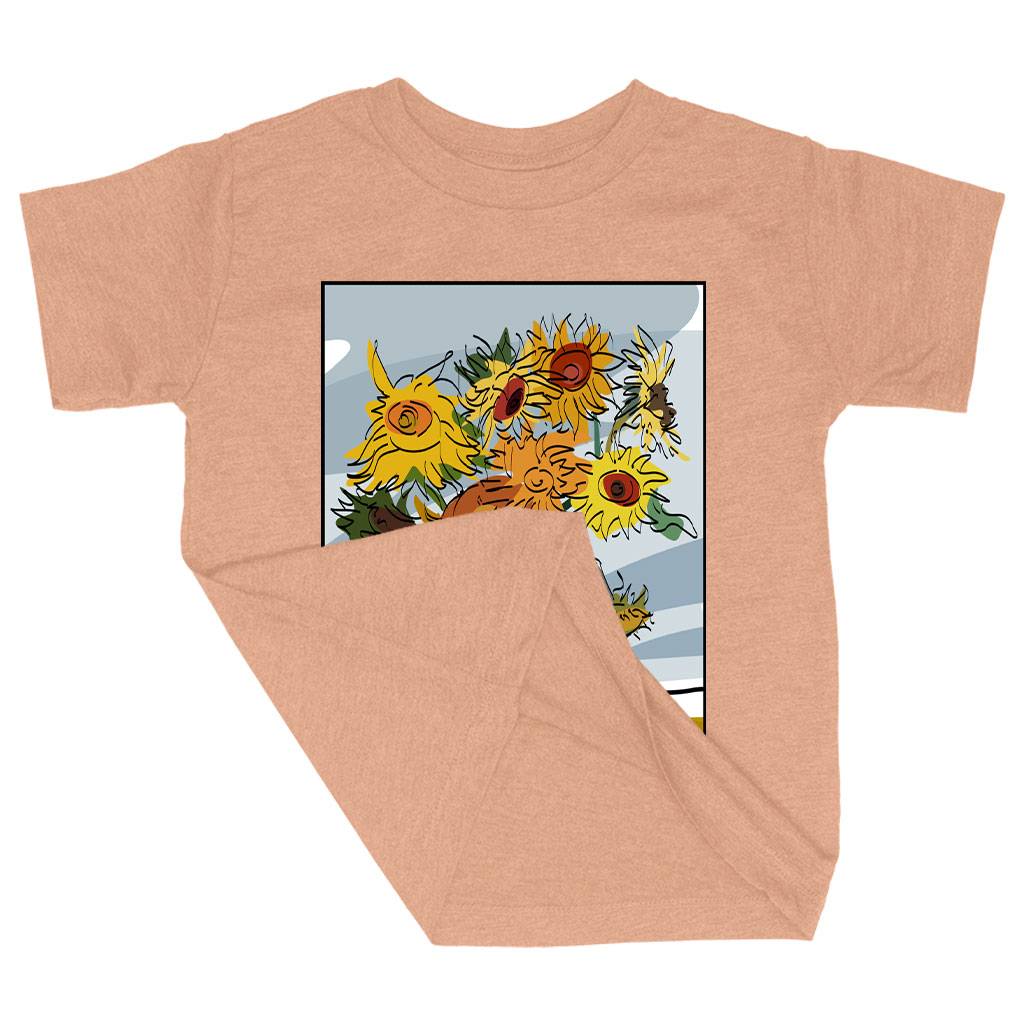 83364-5104ad.jpeg Triblend Toddler Van Gogh Sunflowers T-Shirt - Art Print T-Shirts Kids & Baby Toddler Clothing Color : Ice Blue Triblend|Olive Triblend|Peach Triblend