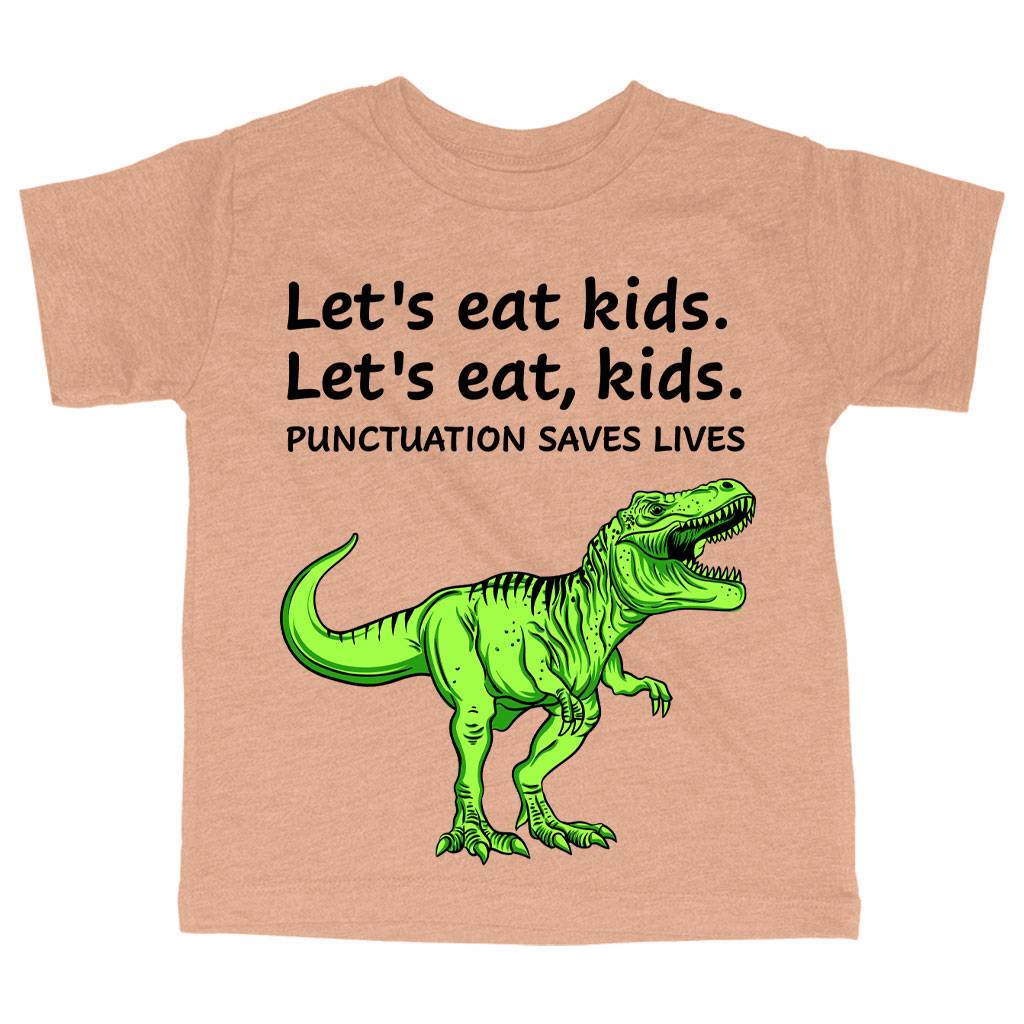 83943-8dcef7.jpeg Toddler Punctuation Saves Lives Dinosaur T-Shirt - Funny T-Shirt for Kids Kids & Baby Toddler Clothing Color : Ice Blue Triblend|Olive Triblend|Peach Triblend