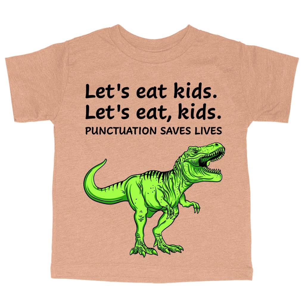 83943-b37cc0.jpeg Toddler Punctuation Saves Lives Dinosaur T-Shirt - Funny T-Shirt for Kids Kids & Baby Toddler Clothing Color : Ice Blue Triblend|Olive Triblend|Peach Triblend