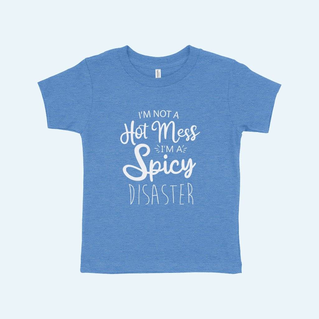 83948-51930c.jpeg I'm a Spicy Disaster Toddler Jersey T-Shirt Kids & Baby Toddler Clothing Color : Athletic Heather|Heather Dust|Heather Red|Heather Yellow Gold|Kelly|Heather Columbia Blue