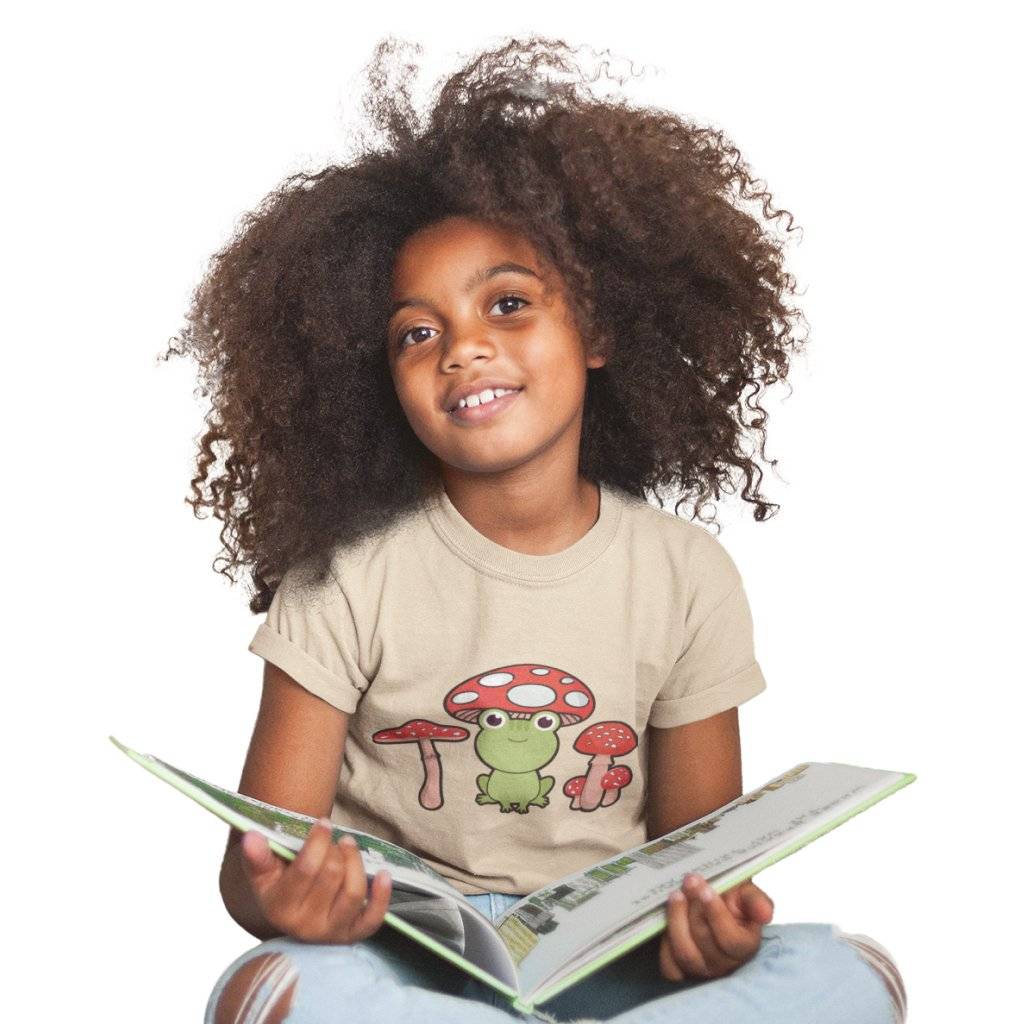 84286-4c1149.jpg Kids' Funny Frog T-Shirt - Mushroom Frog T-Shirt - Frog Apparel Kids & Baby Kids' Clothing Color : White|Natural|Columbia Blue