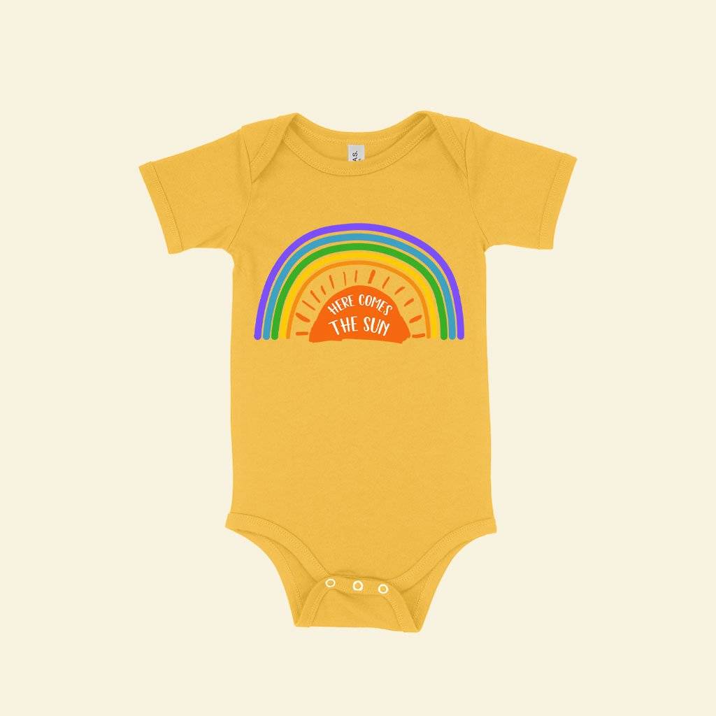 84310-35bd7e.jpeg Here Comes the Sun Baby Onesie - Rainbow Baby Onesie - Rainbow Baby Clothes Baby Clothing Kids & Baby Color : Yellow|Heather Dust|Pink