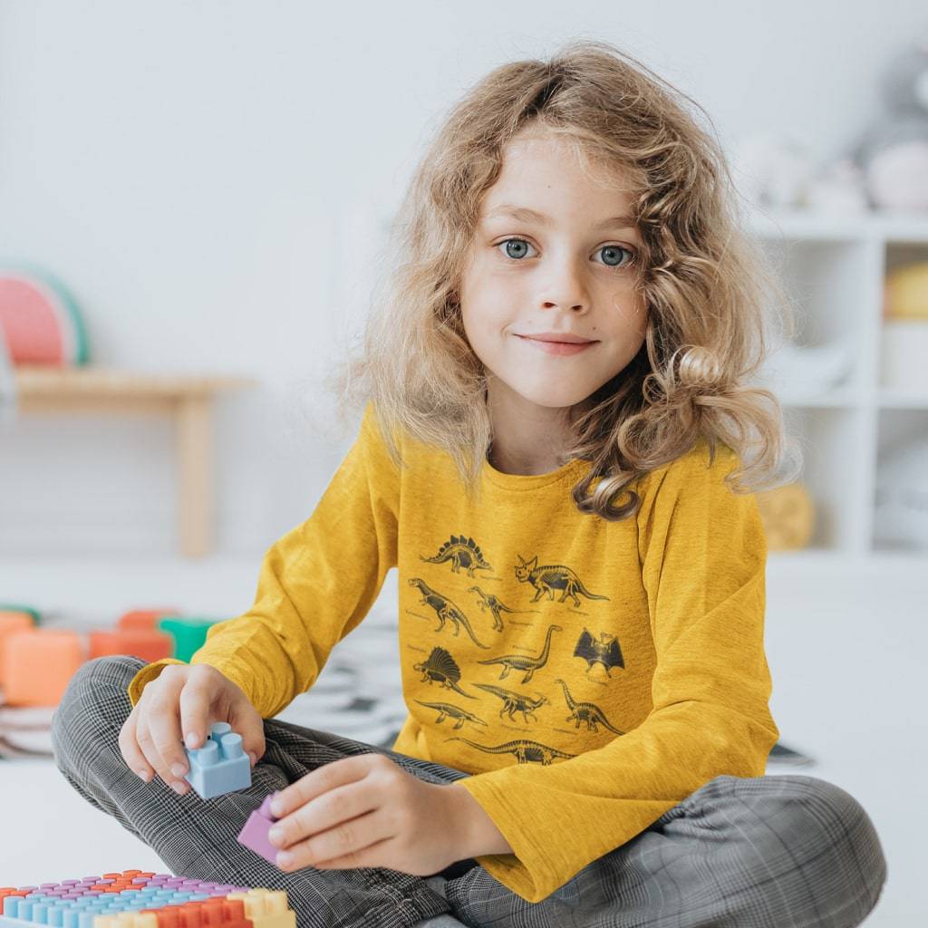 84330-bf991f.jpg Dinosaur Graphic Kids' Long Sleeve Tee Shirt Kids & Baby Kids' Clothing Color : White|Black|Heather Yellow Gold