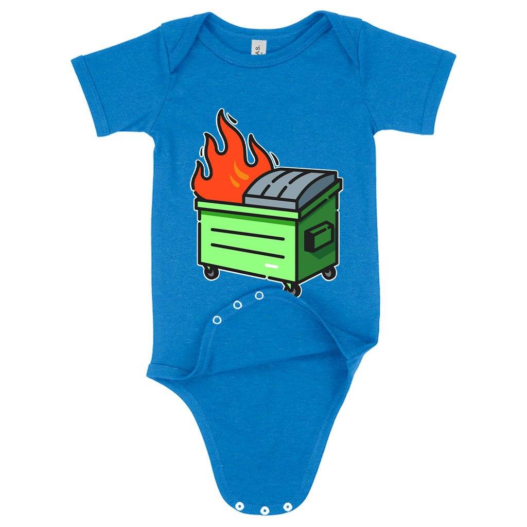 84470-1bbe3a.jpeg Baby Jersey Dumpster Fire Onesie - Graphic Onesie Baby Clothing Kids & Baby Color : Asphalt|Heather Columbia Blue|White